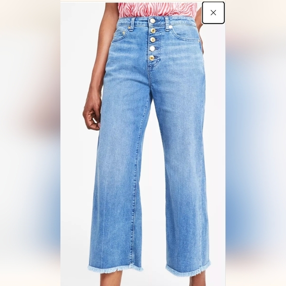 Michael Kors Women's Selma Button-Fly Cropped flare Jeans size 16 - Picture 3 of 13